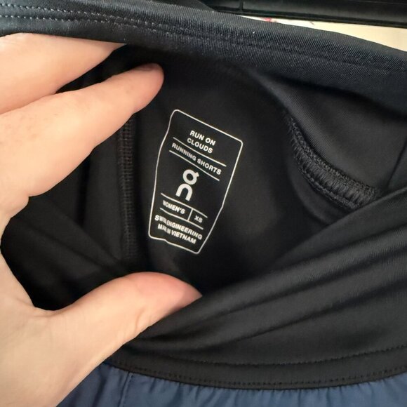 On Running Women's Athletic Shorts - Black and Blue - Picture 3 of 5